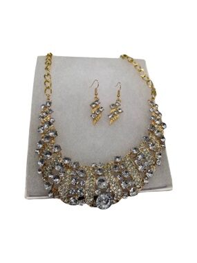 Gold Crystal Statement Necklace & Earring Set FINAL PRICE DROP